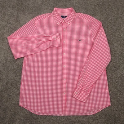 Camisa Vineyard Vines Para Hombre Grande Rosa Cuadros Guinga Calce Clásico Ballena Abotonada Foto 1 de 4