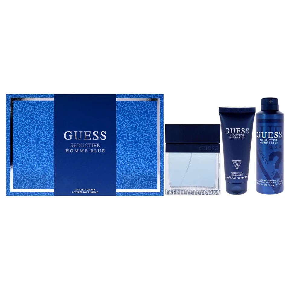 Seductive Homme Blue by Guess for Men - 4 Pc Gift Set 3.4oz EDT Spray, 6oz De... - Изображение 1 из 1