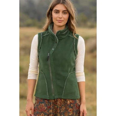 Chaleco pequeño para mujer Exofficio polar forrado de piel sintética cuello alto ropa exterior verde Foto 1 de 4