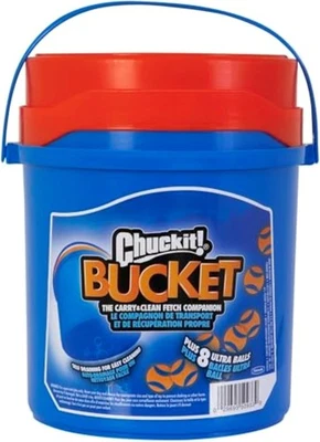Chuckit! Ultra Ball Fetch Toy with Bucket, 8 Medium 2.5" Balls, Dogs 20-60 lb