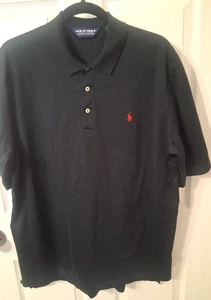 Polo Ralph Lauren Polo Shirt Large Men's Black Short Sleeve 100% Cotton Preppy - Picture 1 of 7