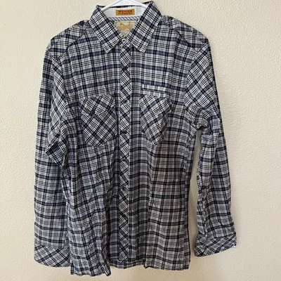 Sovereign Code Jackson blue plaid button up long sleeve western shirt Medium - Image 1 of 4