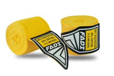 FADI Sports MMA 180" Elastic Cotton Hand Wraps Boxing Mexican Style Pair Yellow - Image 1 of 3
