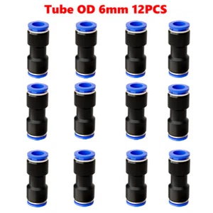 0.24 inch 6mm Push To Connect Union Straight Pneumatic Fittings Air Tube 12PCS - Picture 1 of 10