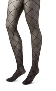 New Retro Pinup Burlesque Xhilaration Diamond Gold Sparkle Tights M/L 130-180lbs - Picture 1 of 10