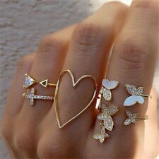 5Pcs/Set Butterfly Crystal Rings Set Finger Knuckle Midi Ring Women Jewelry Set