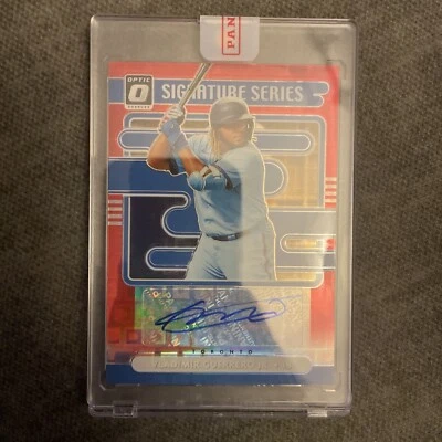 2021 Donruss Optic Signature Series Vladimir Guerrero Jr Red Pandora Auto 5/8 - Image 1 of 2