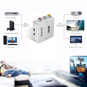Convertisseur RCA vers VGA AV2VGA adaptateur AV vers VGA pour décodeur/VCD/DVD/Webcam - Photo 1/12
