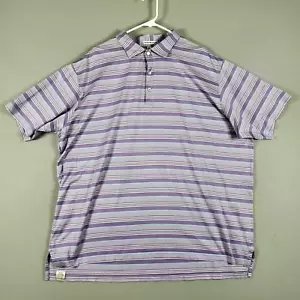 Peter Millar Mens Lavender White striped casual short sleeve golf polo shirt XXL - Picture 1 of 8