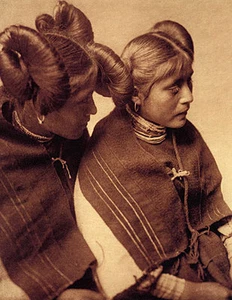 Dos niñas Hopi 15x22 numerado a mano edición limitada Curtis arte indio nativo americano - Imagen 1 de 1