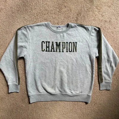 Champion Sweater Mens XL Spellout Crewneck Pullover Grey Athleticwear - Image 1 of 4