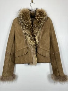 Süße WILDLEDER Jacke FINN WASCHBÄR Fellbesatz braun Damen Small NEU - Bild 1 von 5