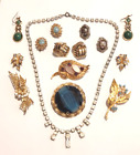 Vintage Costume Jewellery Job Lot Brooches, Necklace & Earrings