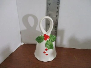Made in Japan Porcelain 4" CHRISTMAS BELL w/ HOLLY LEAVES & BERRIES - Picture 1 of 3