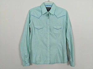 Rough Stock Panhandle slim Women western blue long sleeve snap button blouse S - Picture 1 of 12
