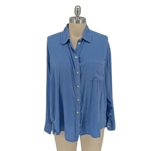 Camisa Antigua Azul Marino Con Botones Talla Mediana Mangas Largas Clásica Preppy Náutica - Imagen 1 de 5