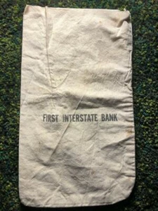 Vintage First Interstate Bank Cotton Canvas Deposit Bag theatre prop movie - Picture 1 of 1