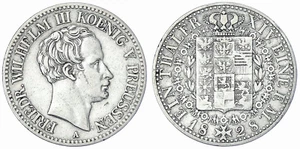 RARE 1828 PRUSSIA FULL SILVER THALER!! 5 EAGLES/2 LIONS/GRFFIN/HORSE Crown Size! - Picture 1 of 1