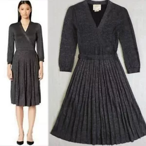 KATE SPADE Hermosa Falda Plisada Tejido Metálico Suéter Vestido Talla XXS - Imagen 1 de 16