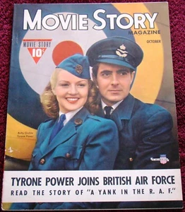 GORGEOUS TYRONE POWER/Betty Grable COVER + story Movie Story (10/41) Stanwyck - Imagen 1 de 8