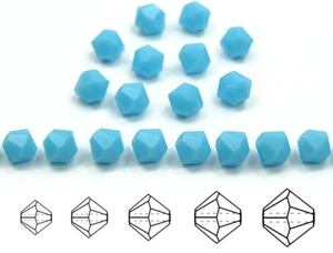 Czech Bicone Crystal Beads Opaque Blue Turquoise Rondelle Diamond 3mm 4mm 6mm - Picture 1 of 5