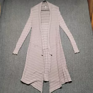 Free People Pullover Damen Small Long Line Duster Cardigan grau lila gestreift - Bild 1 von 12