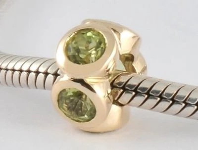 Bd039- Authentic 9ct Solid Yellow Gold NATURAL Peridot Rondelle Bead - Image 1 of 3