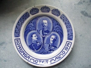 Antique Collection Plate Wall Plate Rörstrand Sweden 1914 Meeting of The Kings - Picture 1 of 3