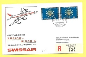 (027) BUSTA PRIMO GIORNO AVIAZIONE CIVILE COMPAGNIA SWISSAIR 1970 - Foto 1 di 2