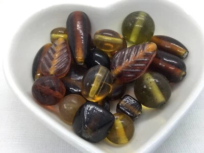 50g mixed handmade Indian lampwork beads, 8mm - 15mm approx, blue - Image 1 of 2