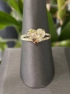 10K Yellow Gold Small Size Heart Ring - Picture 1 of 9