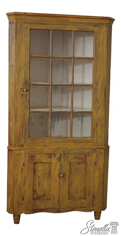 F60896EC: Antique Paint Decorated 2 Piece Corner China Cabinet Cover