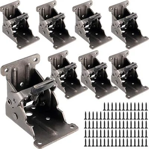8 Pack Foldable Bracket Self Locking Hinges for Table Bed Leg Feet 90 Degrees... - Picture 1 of 7