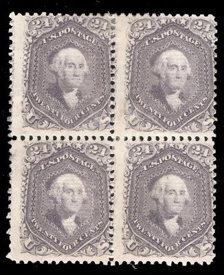 MOMEN: US STAMPS #99 F GRILL INTACT BLOCK OF 4 MINT OG H $45,000 LOT #73383-1 - Image 1 of 3
