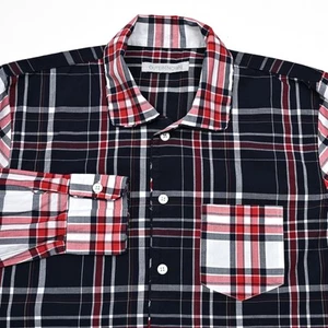 Outerknown leichtes Hemd Herren XS/Small rot blau Patchwork kariert Knopfleiste - Bild 1 von 7