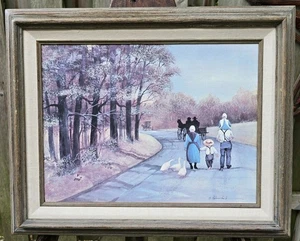 Vintage Mark Polomchak Signed Print Family Stroll Amish Pennsylvania Dutch USA - Picture 1 of 7