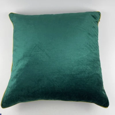 Almohada Anthropologie Terciopelo Cuadrada 22" Cuadrada Pluma verde esmeralda usada en excelente estado Foto 1 de 4