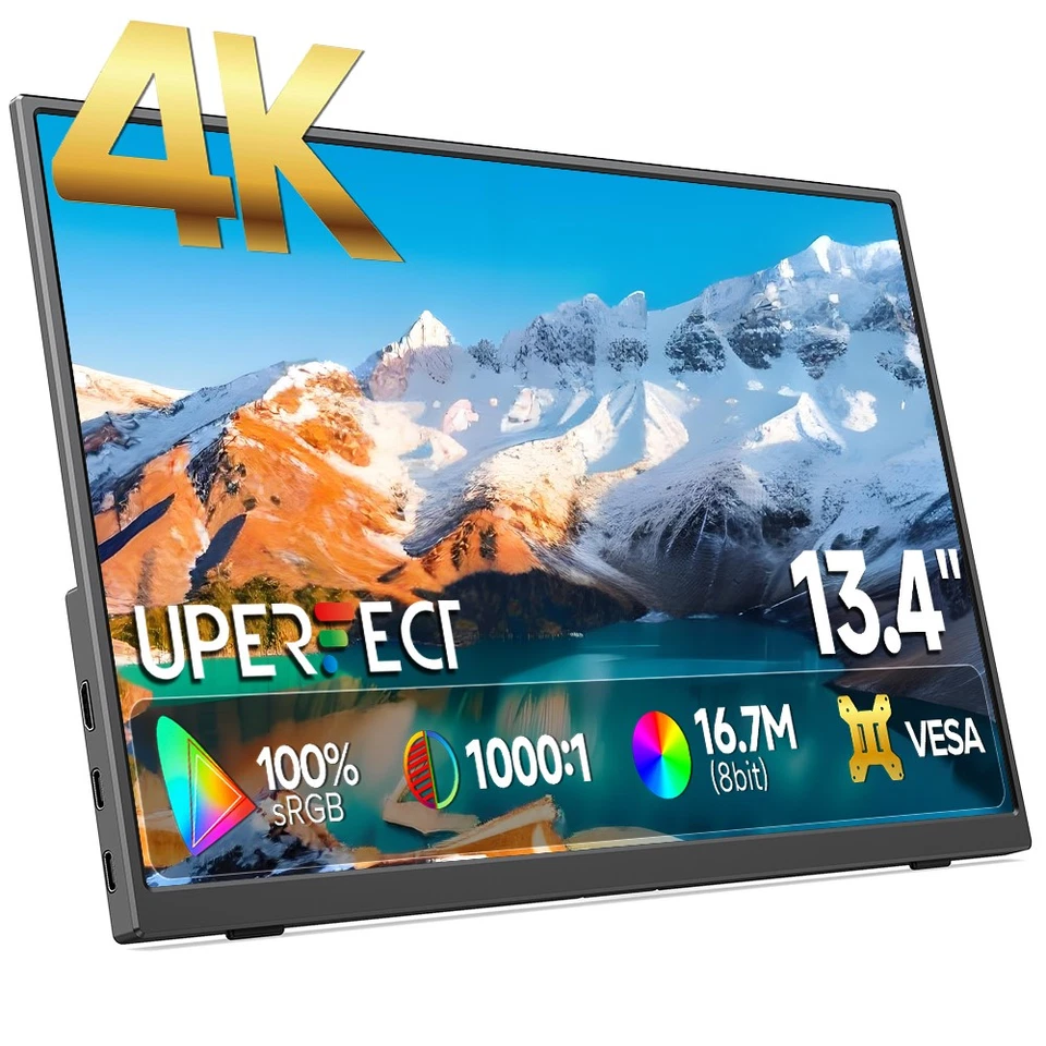 UPERFECT 13,4 Inch 4K Portable Monitor 3840x2400 HDMI Type C Gaming Monitor - Image 1 of 4