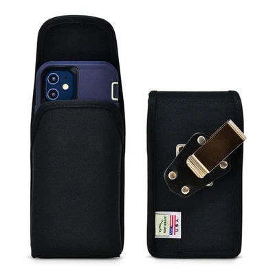 Premium Nylon Phone Holster for iPhone 13 & 12 Mini, Large - Black Belt Holde... - Image 1 of 4