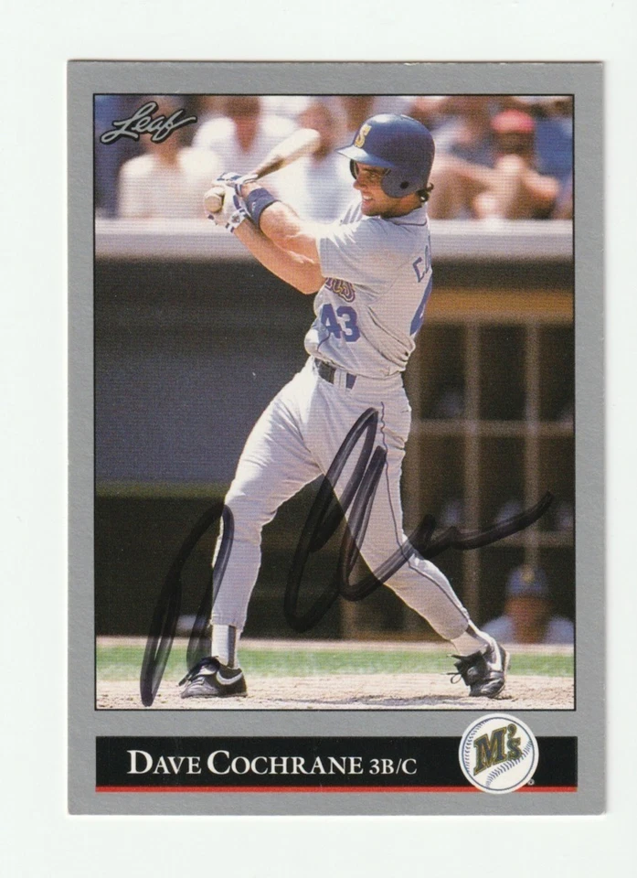Dave Cochrane Signed 1992 Leaf Card #398 Auto Seattle Mariners Autograph COA - Image 1 of 1