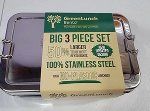 Green Lunch Stackable Stainless Steel Bento Box 50% Bigger - Picture 1 of 10