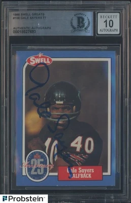 Gale Sayers HOF Signed 1988 Swell Greats Football #106 Bears BGS BAS 10 AUTO - Image 1 of 2