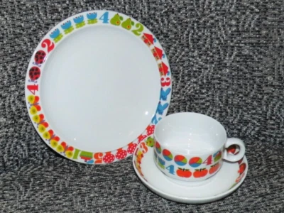 GRAZIELA Kinder Geschirr Zahlen-Spiel 70er vintage Teller Tasse Thomas brigitte - Bild 1 von 4