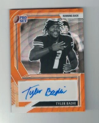 TYLER BADIE 2022 Leaf Pro Set Metal ORANGE WAVE REFRACTOR AUTO #4/5 Broncos RC - Image 1 of 2