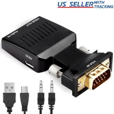VGA to HDMI Adapter with Audio PC to TV Monitor Projector 1080P Active Converter - Image 1 of 4
