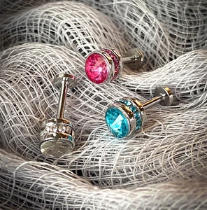 1 pieza Cilindro de gema lateral pavimentado cistal 16 g Labret roscado interno hélice tragus - Imagen 1 de 9