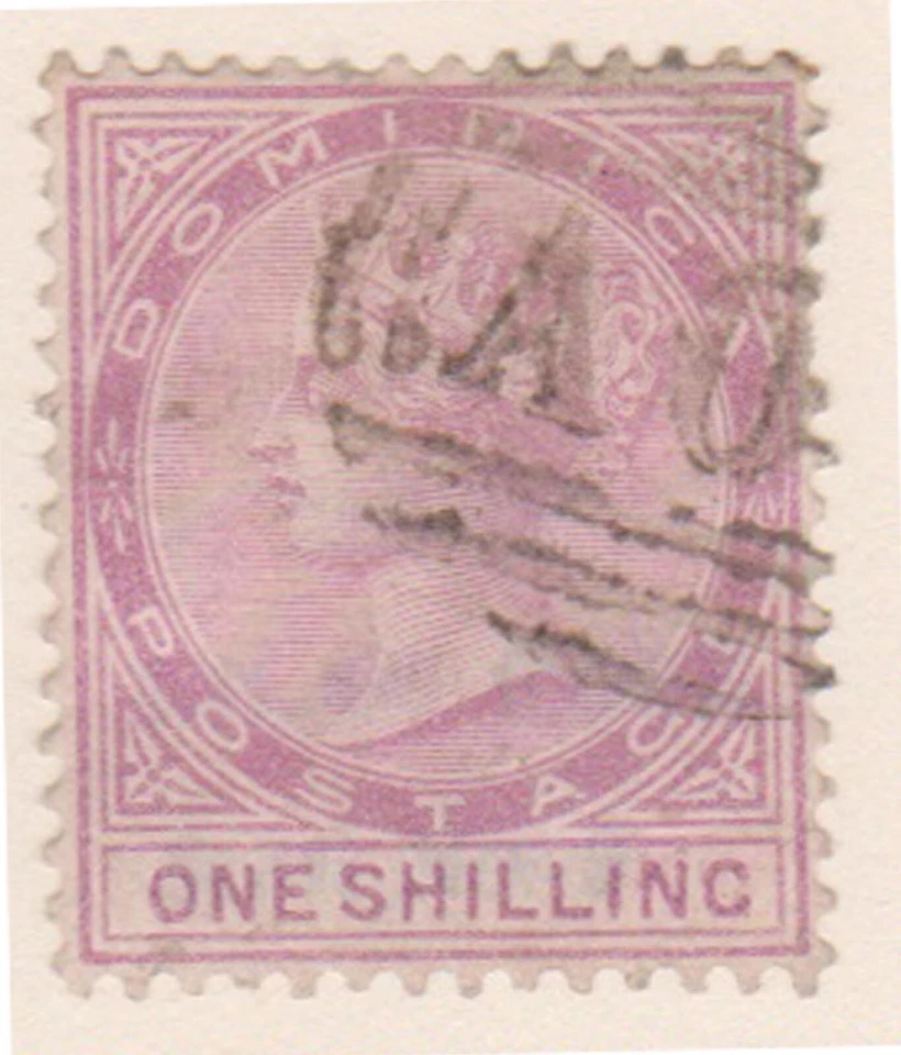 (F195-8) 1877-9 Dominica one shilling 1/- lilac rose QVIC stamp  (H) (MlV12S21) - Image 1 of 1