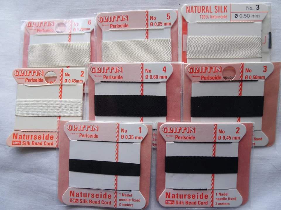 OCHO Tarjetas Griffin 100% Cuerdas de Hilo de Seda con Tamaños de Aguja 1thru6 BlkWht G251 DNG Foto 1 de 1