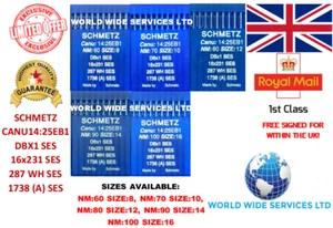 SCHMETZ DBX1SES 287WH CANU14:25EB1 SIZES:8/16 INDUSTRIAL SEWING MACHINE NEEDLES - Picture 1 of 6
