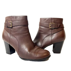 Cole Haan Grand.OS Signature Heeled Boots Womens 10B Brown Leather Zip Up Casual - Picture 1 of 13